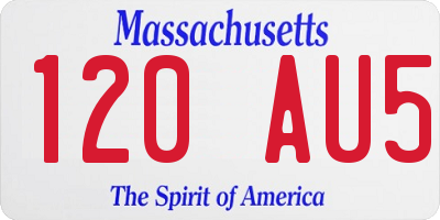 MA license plate 120AU5