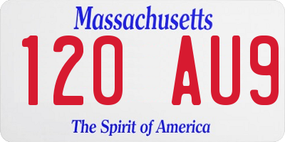 MA license plate 120AU9