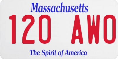 MA license plate 120AW0