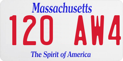 MA license plate 120AW4