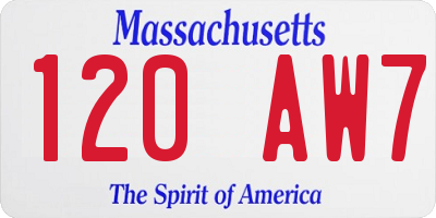 MA license plate 120AW7