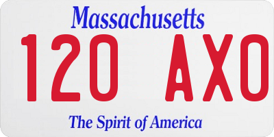 MA license plate 120AX0