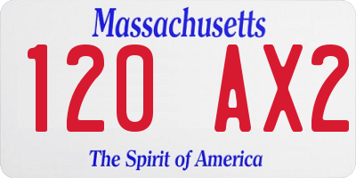 MA license plate 120AX2