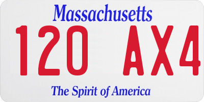 MA license plate 120AX4