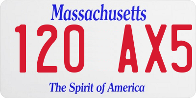 MA license plate 120AX5