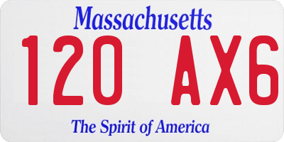 MA license plate 120AX6