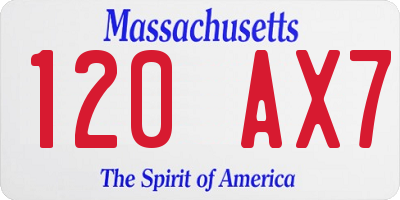 MA license plate 120AX7