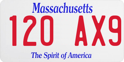 MA license plate 120AX9