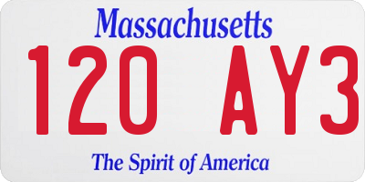 MA license plate 120AY3