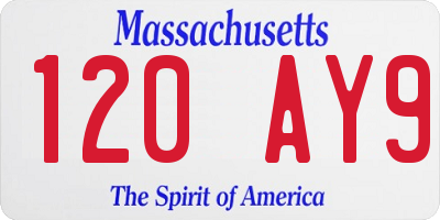 MA license plate 120AY9