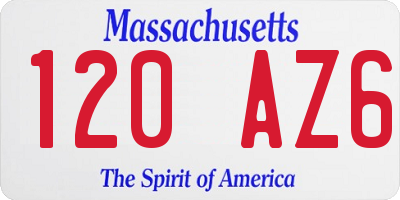 MA license plate 120AZ6