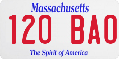 MA license plate 120BA0