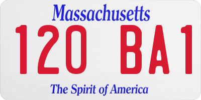 MA license plate 120BA1