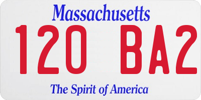 MA license plate 120BA2