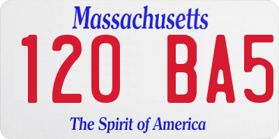 MA license plate 120BA5