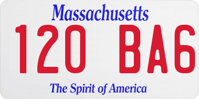 MA license plate 120BA6