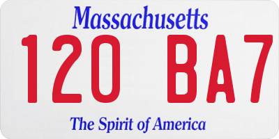 MA license plate 120BA7
