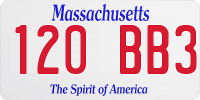 MA license plate 120BB3