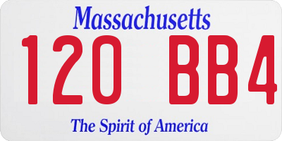 MA license plate 120BB4