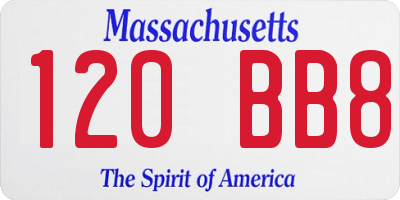 MA license plate 120BB8