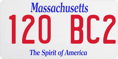MA license plate 120BC2