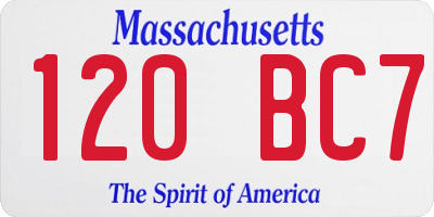 MA license plate 120BC7