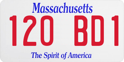 MA license plate 120BD1