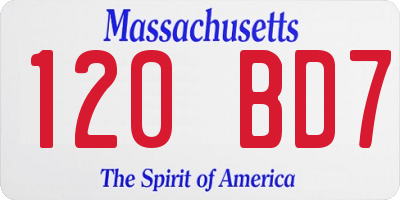 MA license plate 120BD7