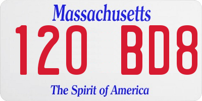MA license plate 120BD8