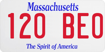 MA license plate 120BE0
