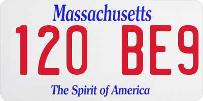 MA license plate 120BE9