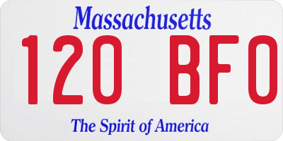 MA license plate 120BF0