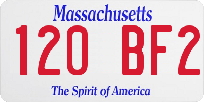 MA license plate 120BF2