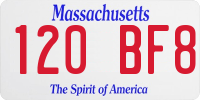 MA license plate 120BF8