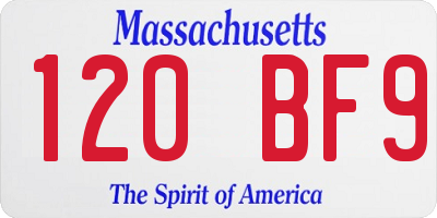 MA license plate 120BF9