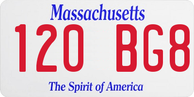 MA license plate 120BG8