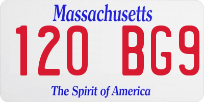 MA license plate 120BG9