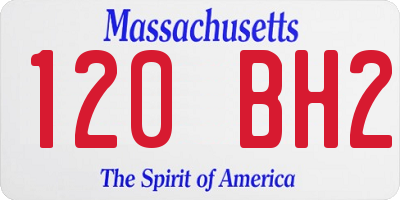 MA license plate 120BH2
