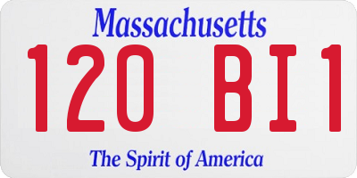 MA license plate 120BI1