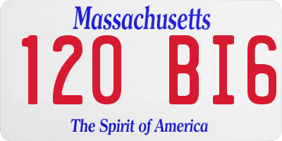 MA license plate 120BI6