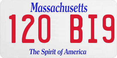 MA license plate 120BI9