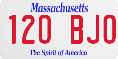 MA license plate 120BJ0