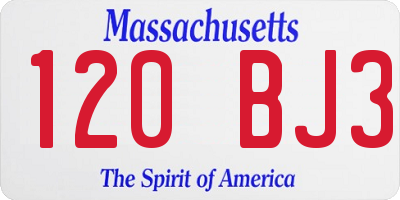 MA license plate 120BJ3