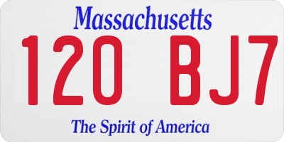 MA license plate 120BJ7