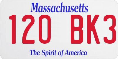 MA license plate 120BK3