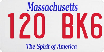 MA license plate 120BK6
