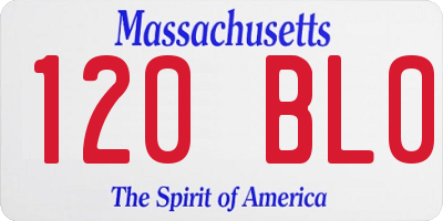 MA license plate 120BL0