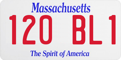 MA license plate 120BL1