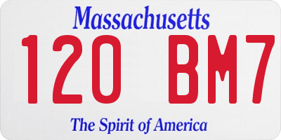MA license plate 120BM7