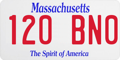 MA license plate 120BN0